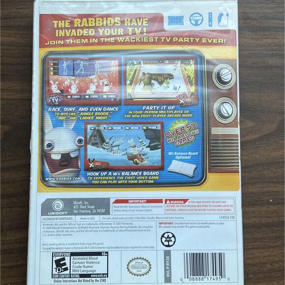 Rayman Raving Rabbids And TV Party Lot Nintendo Wii Complete with Manuals - Picture 2 of 3
